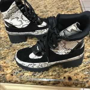 Snake skin ankle boots
